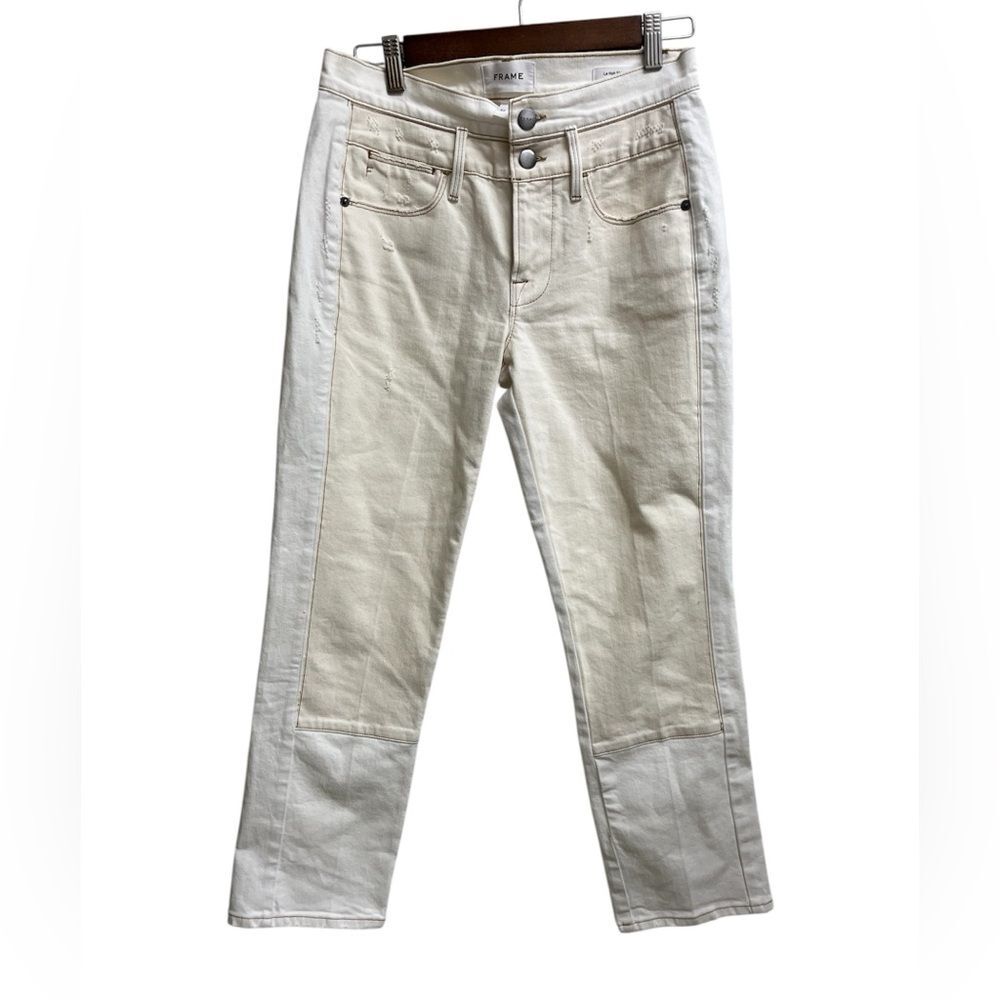 Frame Le High Straight Two-Tone Vintage White Multi Jeans SZ 27